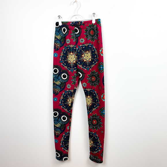Just Cozy Pink & Blue Owl Patterned Leggings - Picture 1 of 8